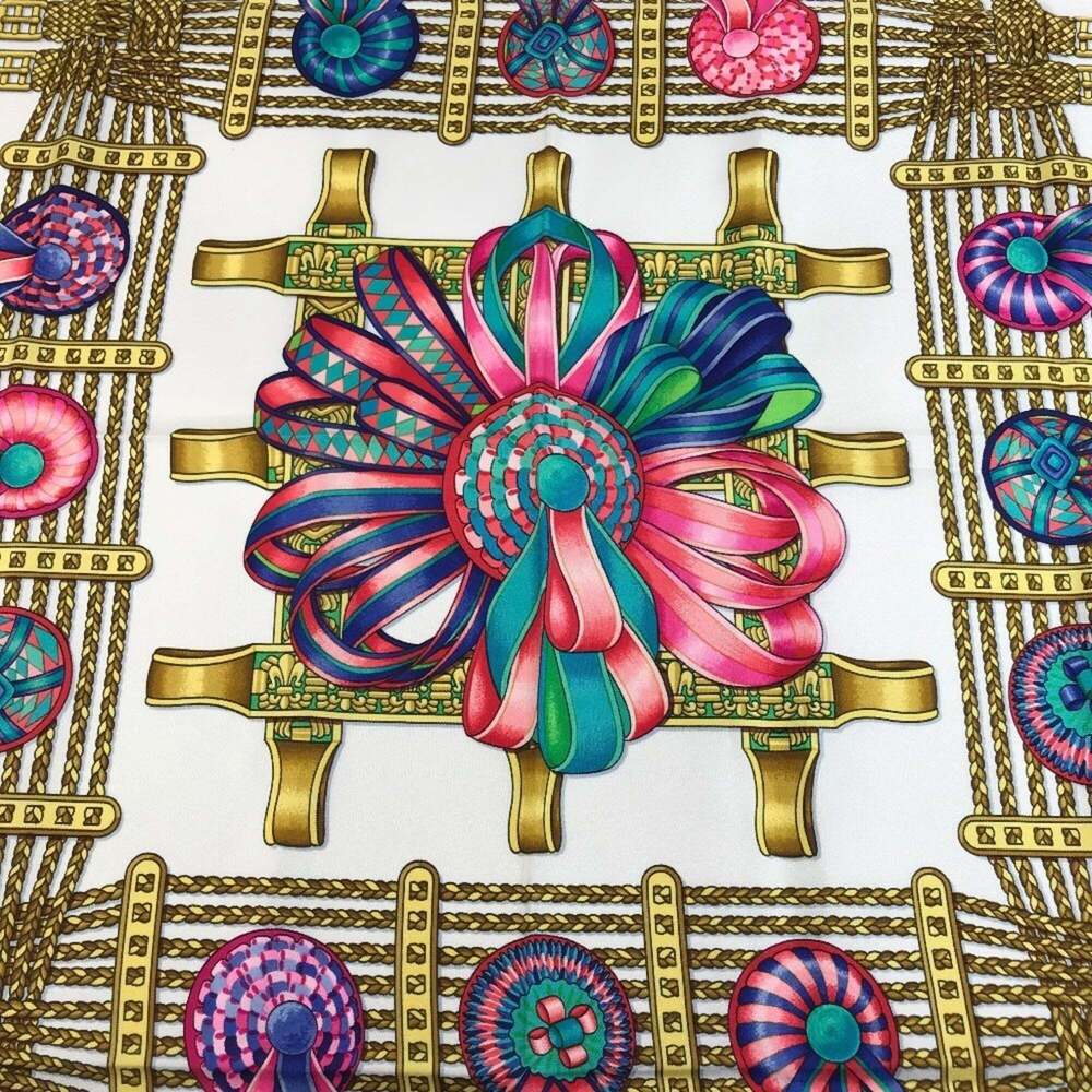 HERMES White Silk Scarf - Picture 7 of 12